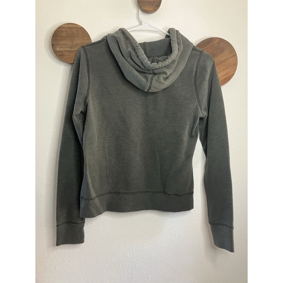 Vintage Y2k Hollister Hoodie Womens Medium Gray Embroidered Sweatshirt 2000s - Picture 5 of 6